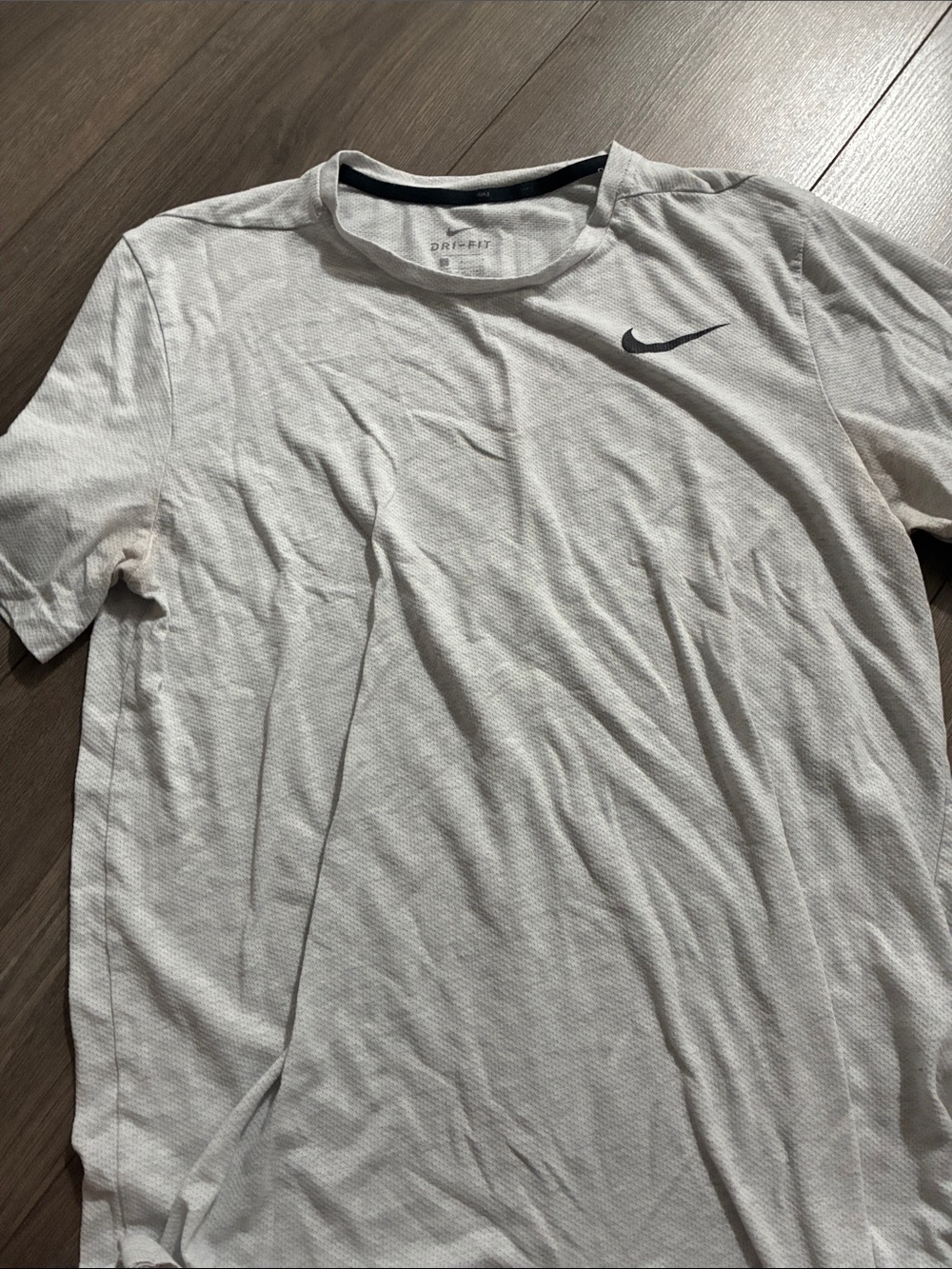 Nike White Short-Sleeve Dri-FIT Crew Tee with Black Swoosh